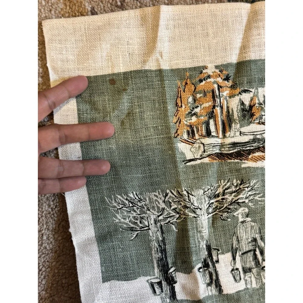Vintage Linen Tea Towel Kay Dee 100% Linen New England Map States Rhode Island